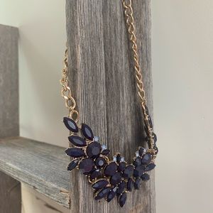 Navy & Gold Jeweled Statement Necklace✨